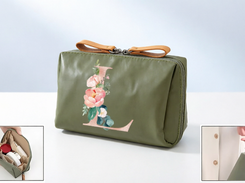 Necessaire Personalizada Inicial e Flor Maquiagem