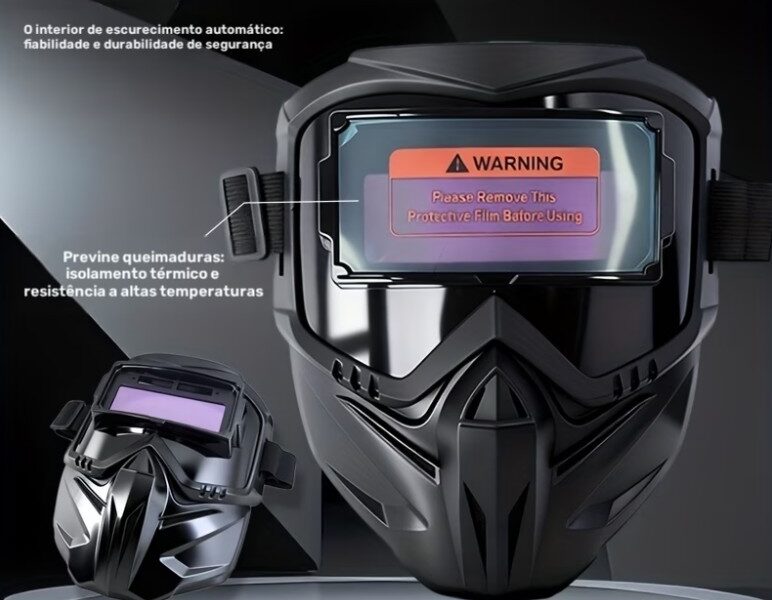 Máscara de Soldagem Industrial Letme – Troca Automática e Proteção Anti-Escaldante