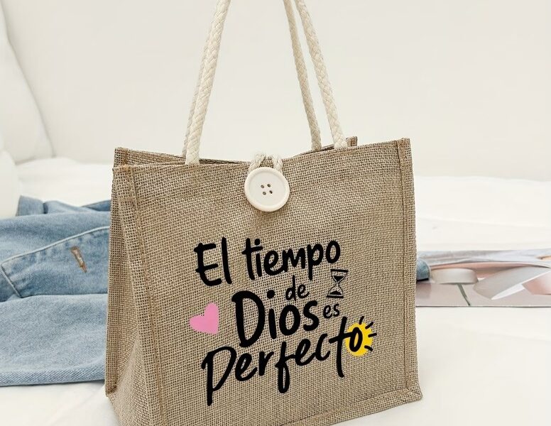 Bolsa Tote Personalizada Frase Religiosa em Juta