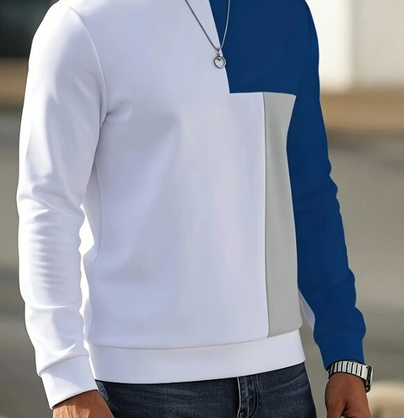 Camisa Masculina Premium – Malha Leve com Bloco de Cores