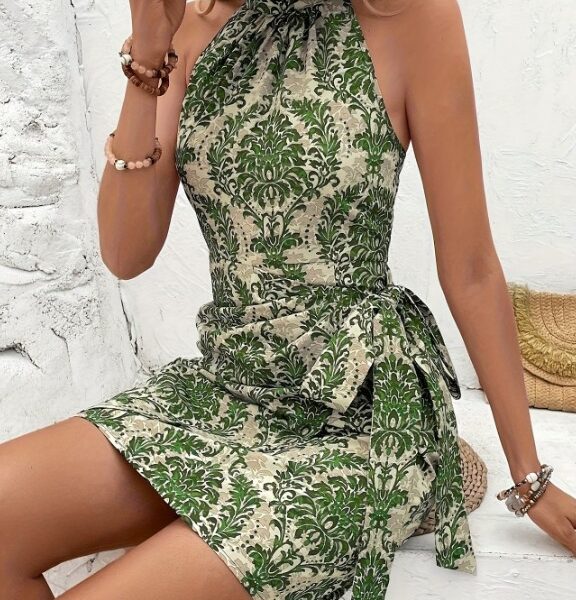 Vestido Mini Feminino Decote Halter – Estampa Floral