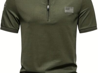 Camisa Polo Masculina Militar Gola Pequena Zíper