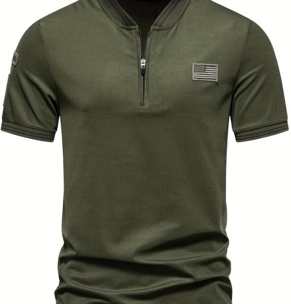 Camisa Polo Masculina Militar Gola Pequena Zíper