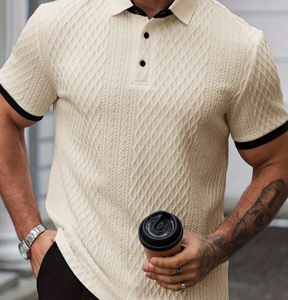 Polo Masculina Jacquard Premium Textura em Relevo