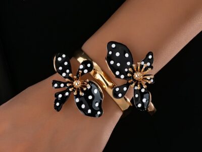 Pulseira Bangle Flores Vintage Estilo Francês