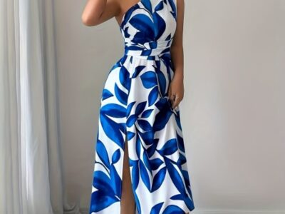 Vestido Midi de Um Ombro Só - Floral
