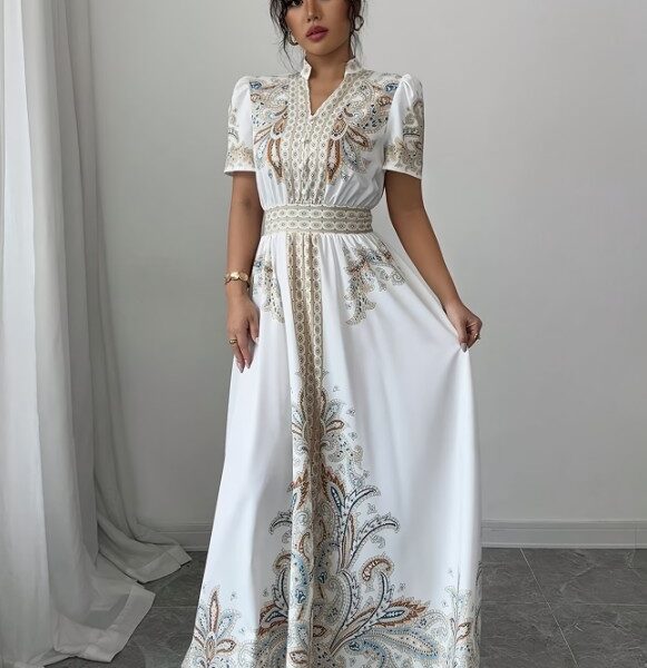 Vestido Maxi Bohemian Chic – Manga Puff