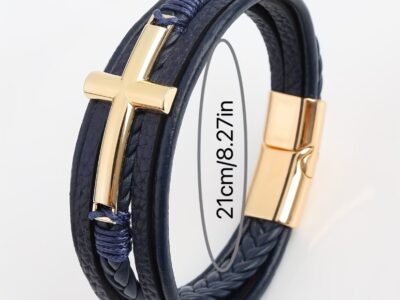 Pulseira Masculina Vintage em Couro Trançado