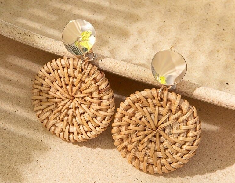 Brincos Rattan Harmony – Elegância Boho & Vintage
