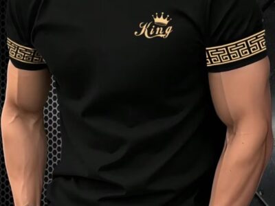 Camiseta Black & Gold King – Estilo de Luxo Leve