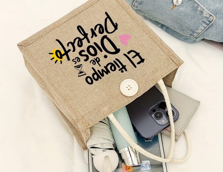 Bolsa Tote Personalizada Frase Religiosa em Juta