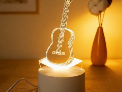 Luminária 3D Violão LED Abajur Decorativo de Mesa