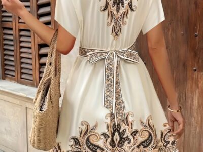 Vestido Perlis Elegância Ornamental e Caimento Fluido