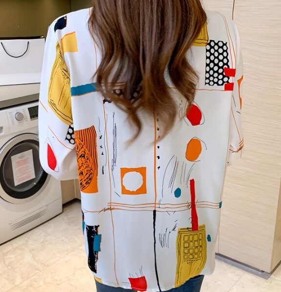 Camisa Feminina Manga Longa Estampa Abstrata