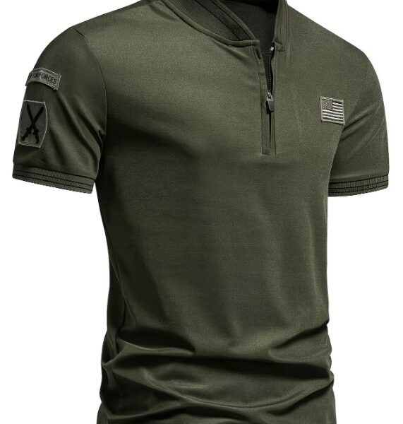 Camisa Polo Masculina Militar Gola Pequena Zíper