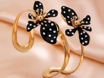 Pulseira Bangle Flores Vintage Estilo Francês