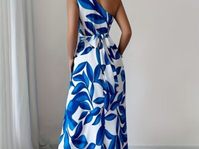 Vestido Midi de Um Ombro Só - Floral