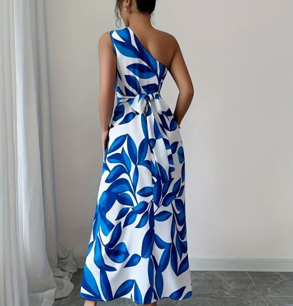 Vestido Midi de Um Ombro Só - Floral