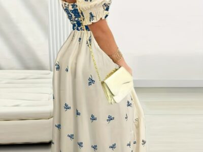 Vestido Maxi Floral Romântico – Decote Ombro a Ombro