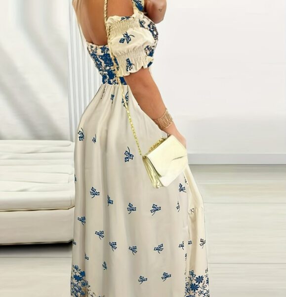 Vestido Maxi Floral Romântico – Decote Ombro a Ombro