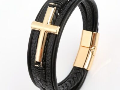 Pulseira Masculina Vintage em Couro Trançado