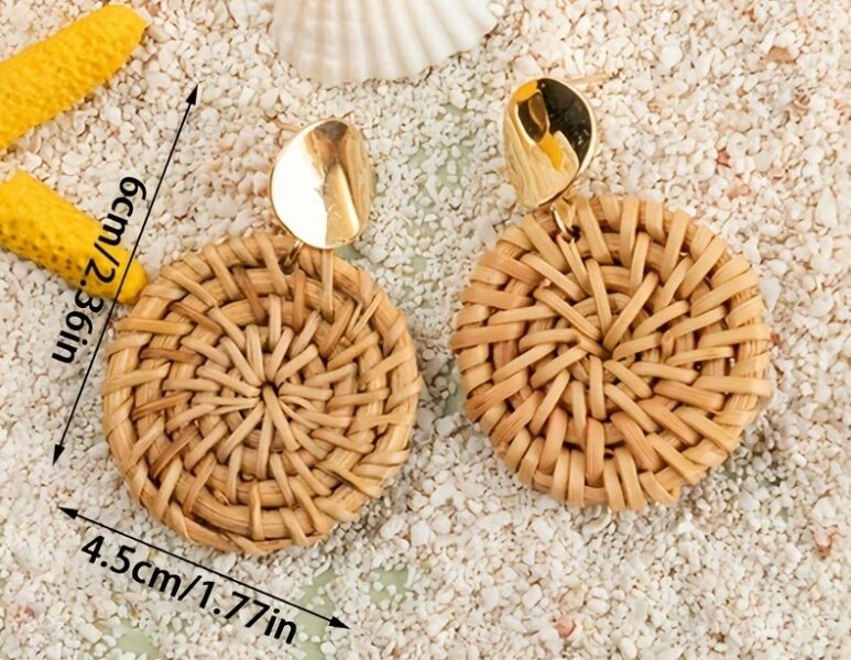 Brincos Rattan Harmony – Elegância Boho & Vintage