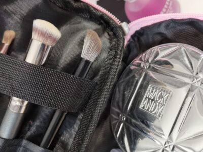 Organizador de Beleza Premium - Bolsa Dupla com Bolinhas Rosas