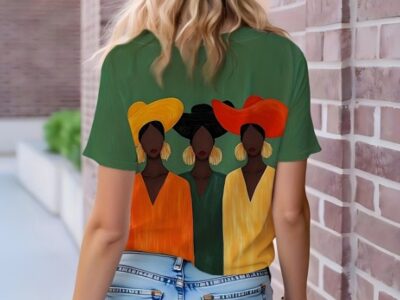 T-shirt Feminina Artística – Estampa Retrô Colorida