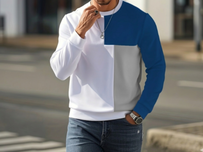 Camisa Masculina Premium – Malha Leve com Bloco de Cores