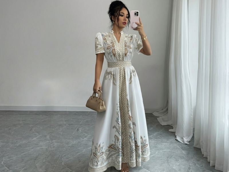 Vestido Maxi Bohemian Chic – Manga Puff