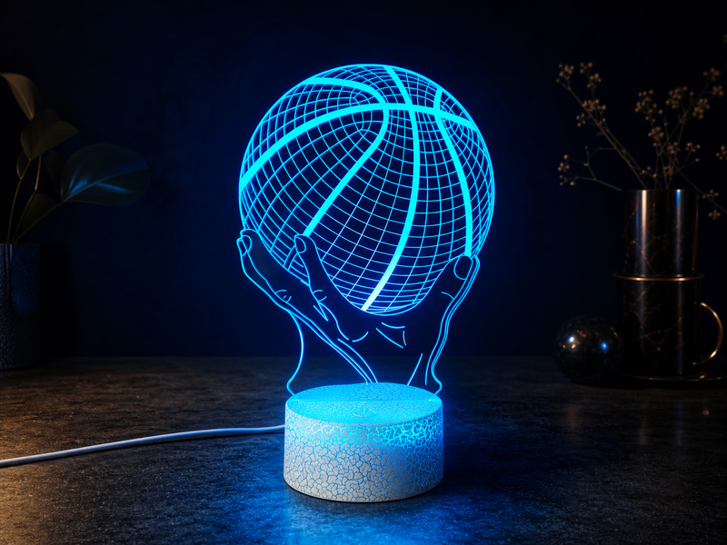 Abajur LED 3D Bola de Basquete - Presente Criativo