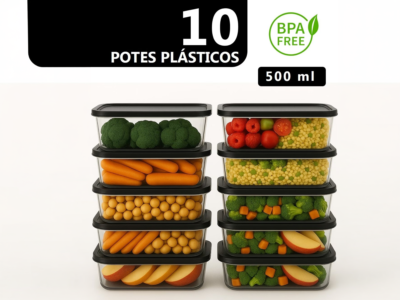 Kit 10 Potes Plásticos 500ml BPA Free Para Marmita