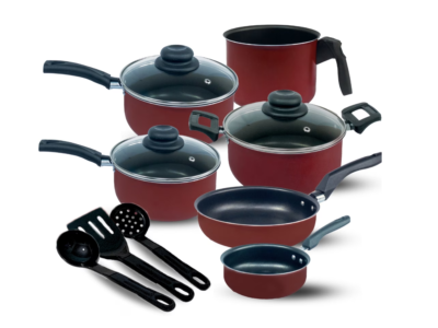 Kit Jogo de Panelas 9 Peças Teflon Tampas de Vidro