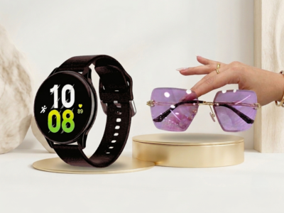 Kit Smartwatch Feminino AMOLED 1,28" + Óculos Sem Aro