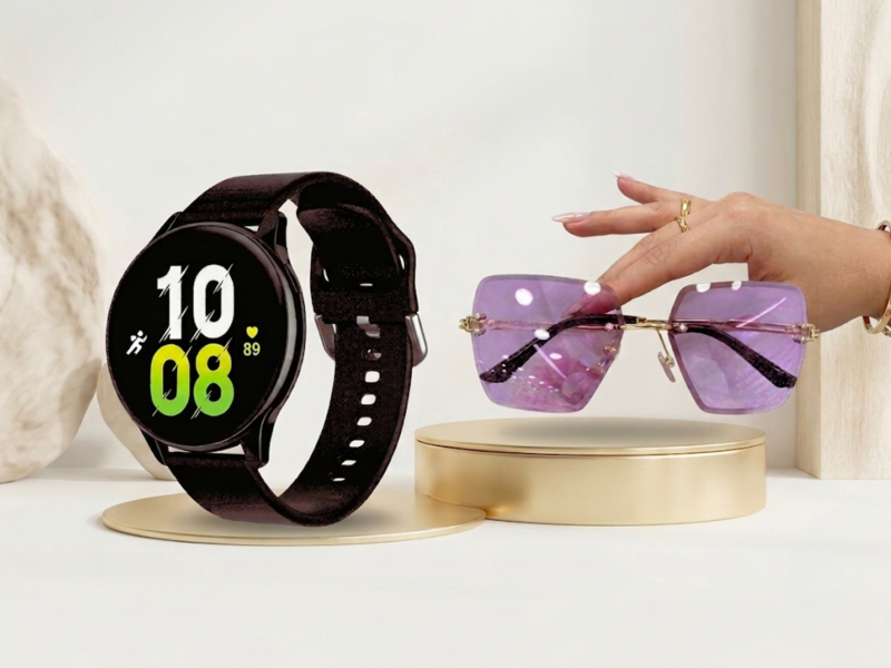 Kit Smartwatch Feminino AMOLED 1,28" + Óculos Sem Aro