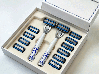 Kit Aparelho de Barbear 6 Lâminas + 2 Cabos + 12 Cargas