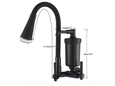 Torneira Gourmet de Parede Preta Flexível com Filtro