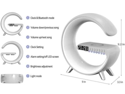 Caixa De Som Bluetooth Luminaria LED RGB Relogio G