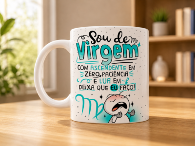 Caneca Signo Virgem Divertida Flok Porcelana