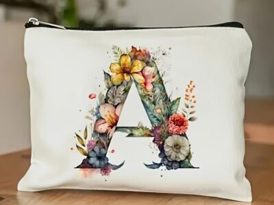 Necessaire Feminina Letra M Floral Bolsa de Maquiagem