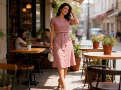 Conjunto Saia Midi E Blusa Linho Moda Feminina