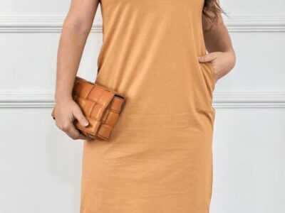 Vestido Midi Casual 100% Algodão Manga Curta UV