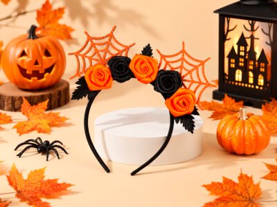 Tiara Halloween Teia de Aranha e Rosas